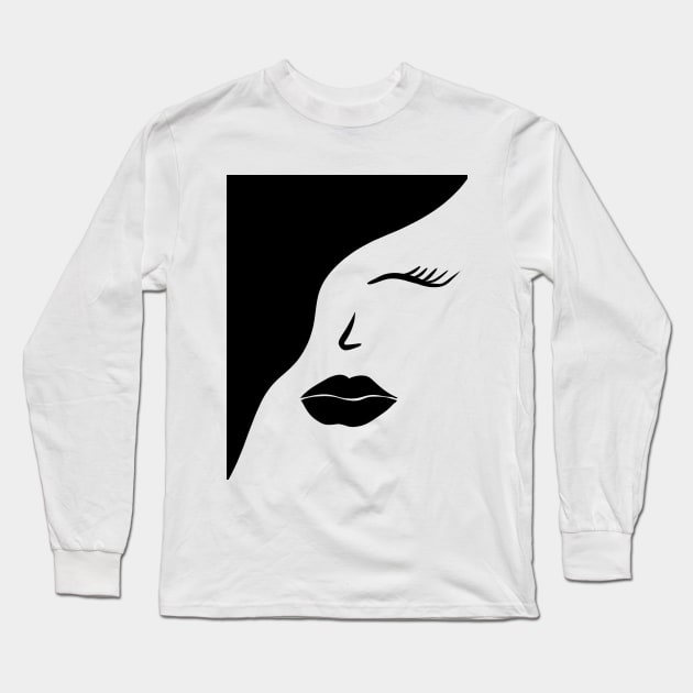 black and white half beauty face Long Sleeve T-Shirt by Spinkly